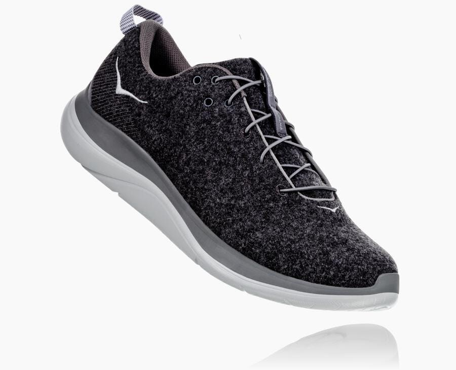 Tenis Hoka One One Feminino Cinzentas Escuro - Hupana Flow Wool - 872-YUDVIQ